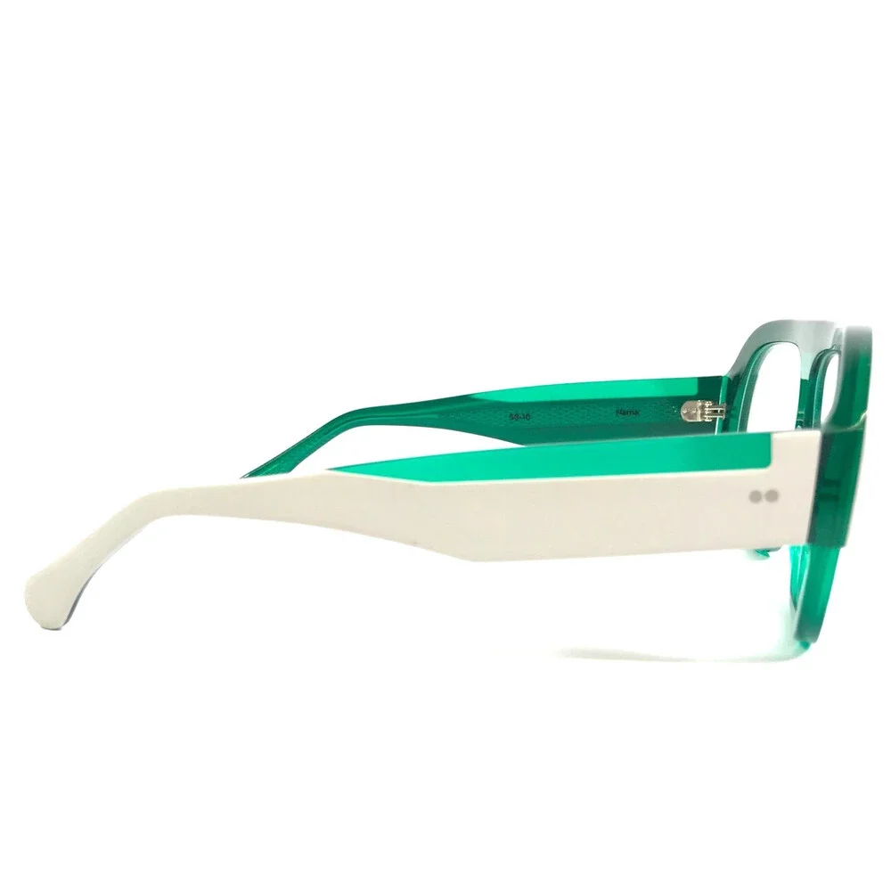 Alfredo Kerbs Eyeglasses Frames NAMA GRGY Green Gray Oversized Thick 58-10-143